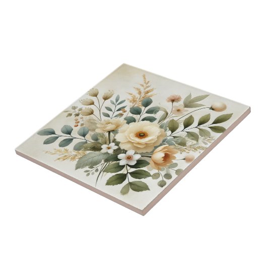 Botergeel Waterverf Bloemen Lente & Zomer Tegeltje (Zijkant)