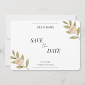 Botergeel Waterverf Floral Classic Elegant Save The Date (Voorkant)