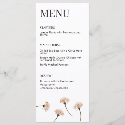 Botergeel Waterverf Floral Elegant en Modern Menu (Voorkant)