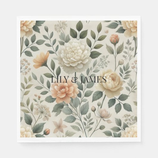 Botergeel Waterverf Floral Elegant Modern Servet (Voorkant)