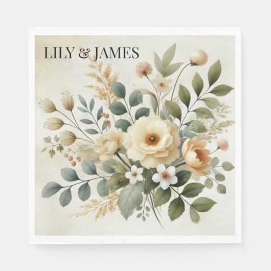 Botergeel Waterverf Floral Elegant Modern Servet (Voorkant)