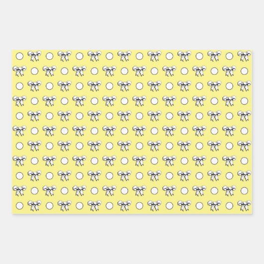 Botergele en witte stippen Wildbloemen Inpakpapier Vel (Voorkant)