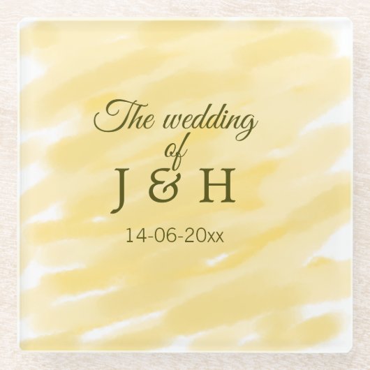 Botergele pastel op de bruiloft van echtpaar Le Glazen Onderzetter (Voorkant)
