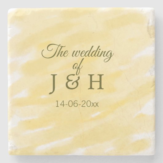 Botergele pastel op de bruiloft van echtpaar Le Stenen Onderzetter (Voorkant)