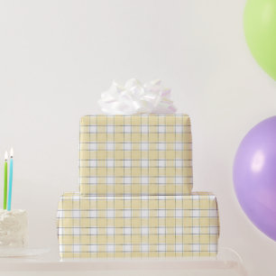 Botergele witte gepleisterde strepen cadeaupapier
