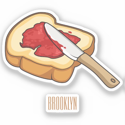 Boterham & jam cartoon illustratie sticker (Voorkant)