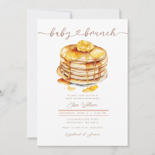 Boterhoning Pannenkoek Baby Brunch Baby shower Kaart (Voorkant)