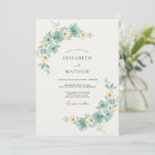 Boterkleurig Zeeschuim Loof Eucalyptus Bruiloft Kaart (Staand voorkant)
