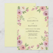 Boterkleurige Mauve Bloemblad Bruiloft Kaart (Voorkant / Achterkant)