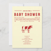 Boterkoe Rode Neutrale Rode Baby Shower Kaart (Voorkant)