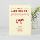 Boterkoe Rode Neutrale Rode Baby Shower Kaart (Staand voorkant)