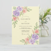 Boterlila Hydrangea Eucalyptus Bruiloft Kaart (Staand voorkant)