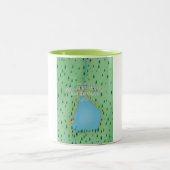 Botermere-meer, reisposter van het meerdistrict tweekleurige koffiemok (Center)