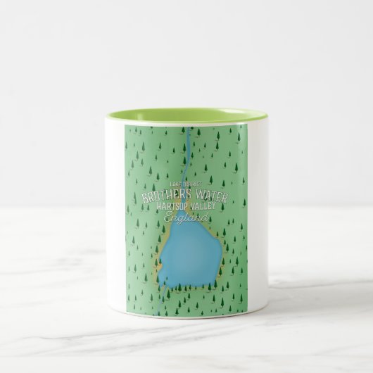 Botermere-meer, reisposter van het meerdistrict tweekleurige koffiemok (Center)