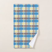 Boterpopcorn Koffie Bruin Sonic Blauw Geruit Bad Handdoek (Handdoek)