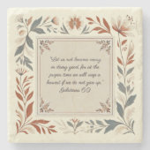 Boterroom Boerderij Bloemen Lijst Bijbelvers Stenen Onderzetter (Voorkant)