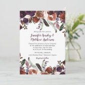 Boterrum Aubergine Paarse Rozen Boho bruiloft Kaart (Staand voorkant)