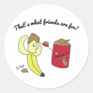 Boterstickers voor bananen en pinda's ronde sticker