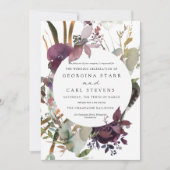 Boterum en plum Botanical Wedding Kaart (Voorkant)