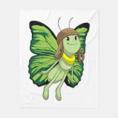 Botervlieg als piloot met piloot-pet fleece deken (Voorkant)