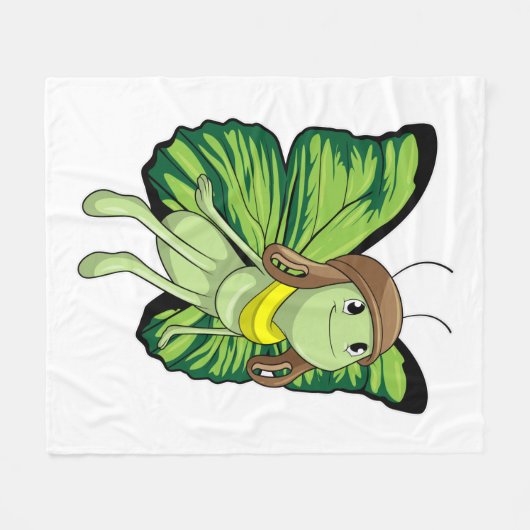 Botervlieg als piloot met piloot-pet fleece deken (Voorkant (Horizontaal))