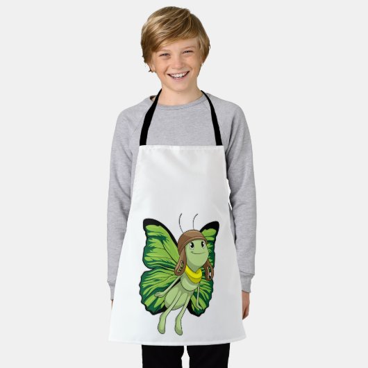 Botervlieg als piloot met piloot-pet schort (Gedragen)