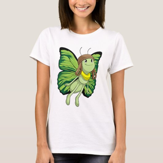 Botervlieg als piloot met piloot-pet t-shirt (Voorkant)