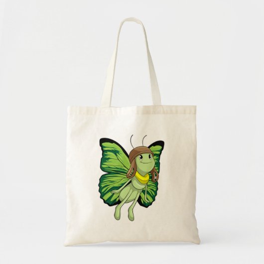 Botervlieg als piloot met piloot-pet tote bag (Voorkant)