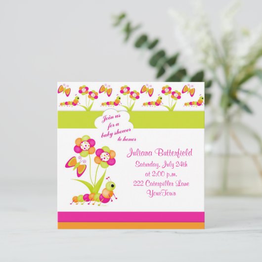 Botervlieg en Baby shower Kaart (Staand voorkant)