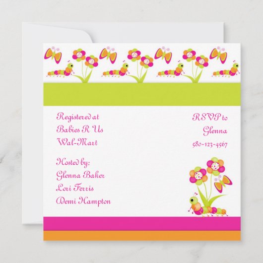 Botervlieg en Baby shower Kaart (Achterkant)