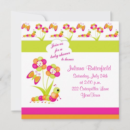 Botervlieg en Baby shower Kaart (Voorkant)