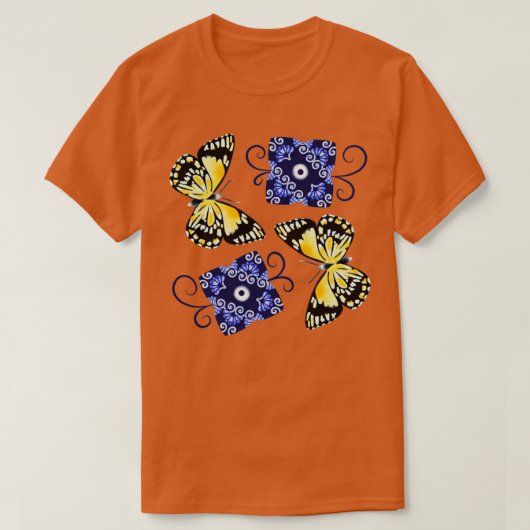 Botervlieg en blauw  t-shirt (Design voorkant)