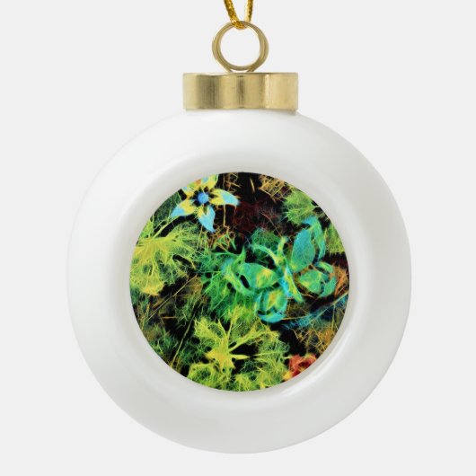 Botervlieg en bloem Rodilius Sneeuwvlokken Keramische Bal Ornament (Voorkant)