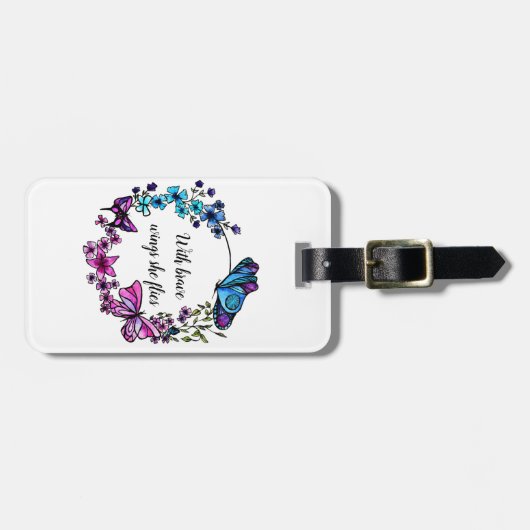 Botervlieg en bloemen bagagelabel (Voorkant horizontaal)
