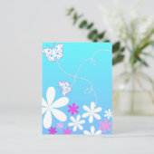 Botervlieg en bloemen briefkaart (Staand voorkant)