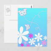 Botervlieg en bloemen briefkaart (Voorkant / Achterkant)