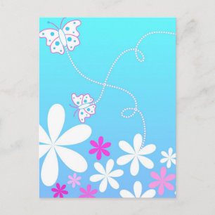 Botervlieg en bloemen briefkaart