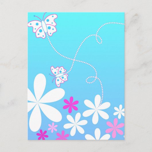 Botervlieg en bloemen briefkaart (Voorkant)