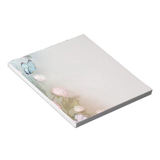 Botervlieg en bloemen notitieblok (Schuin)