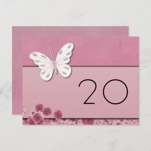 Botervlieg en bloemen Tafelnummer Briefkaart (Voorkant / Achterkant)