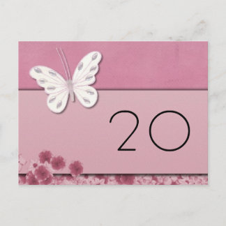 Botervlieg en bloemen Tafelnummer Briefkaart