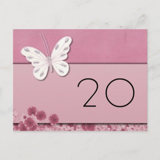 Botervlieg en bloemen Tafelnummer Briefkaart (Voorkant)