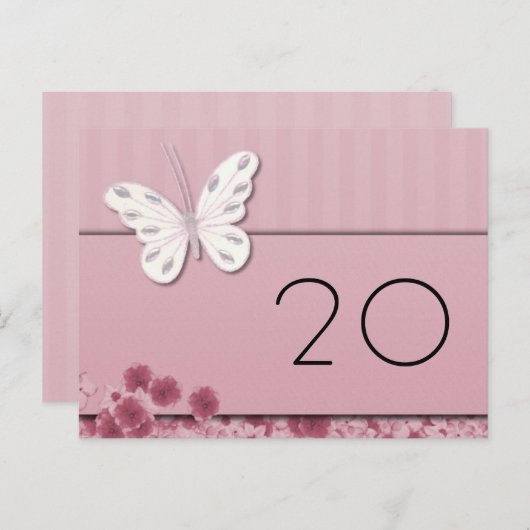 Botervlieg en bloemen Tafelnummer Briefkaart (Voorkant / Achterkant)