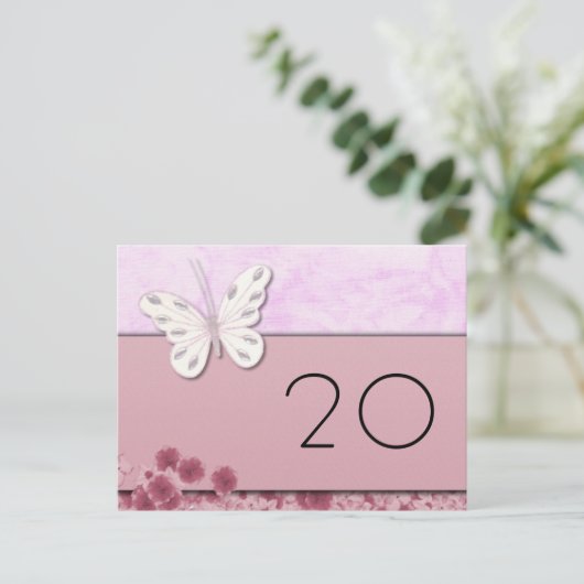 Botervlieg en bloemen Tafelnummer Briefkaart (Staand voorkant)