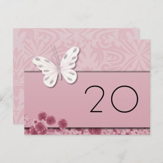 Botervlieg en bloemen Tafelnummer Briefkaart (Voorkant / Achterkant)