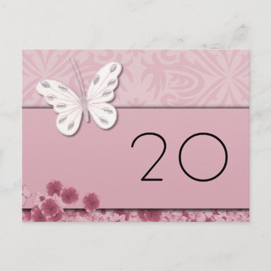 Botervlieg en bloemen Tafelnummer Briefkaart (Voorkant)