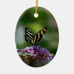 Botervlieg en bloemsierplant/wandophanging keramisch ornament