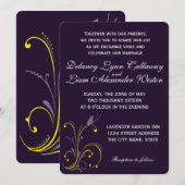 Botervlieg en Floral Paars en geel huwelijk Kaart (Voorkant / Achterkant)