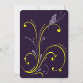 Botervlieg en Floral Paars en geel huwelijk Kaart (Achterkant)
