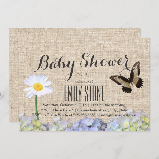 Botervlieg- en lentuindieren Baby shower Kaart (Voorkant / Achterkant)